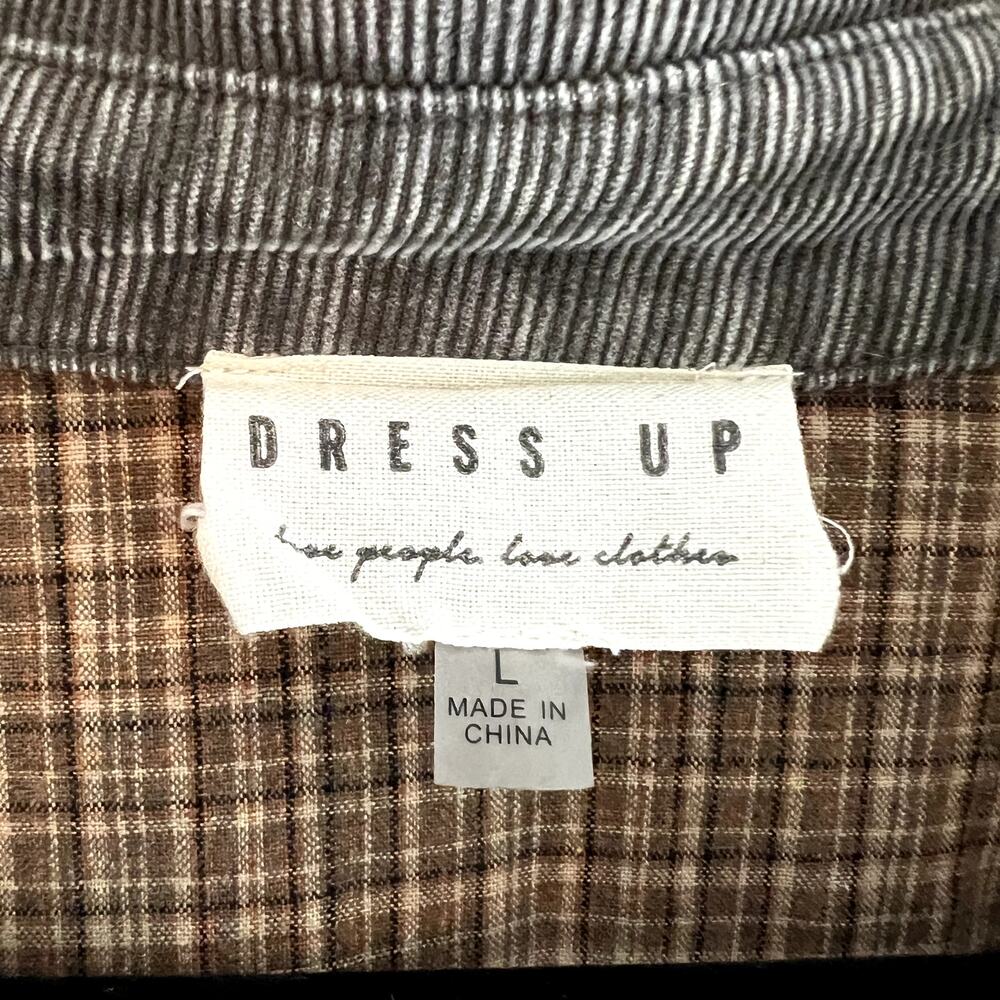 Dress Up Gray Corduroy & Plaid Shacket Size L - Picture 3 of 11